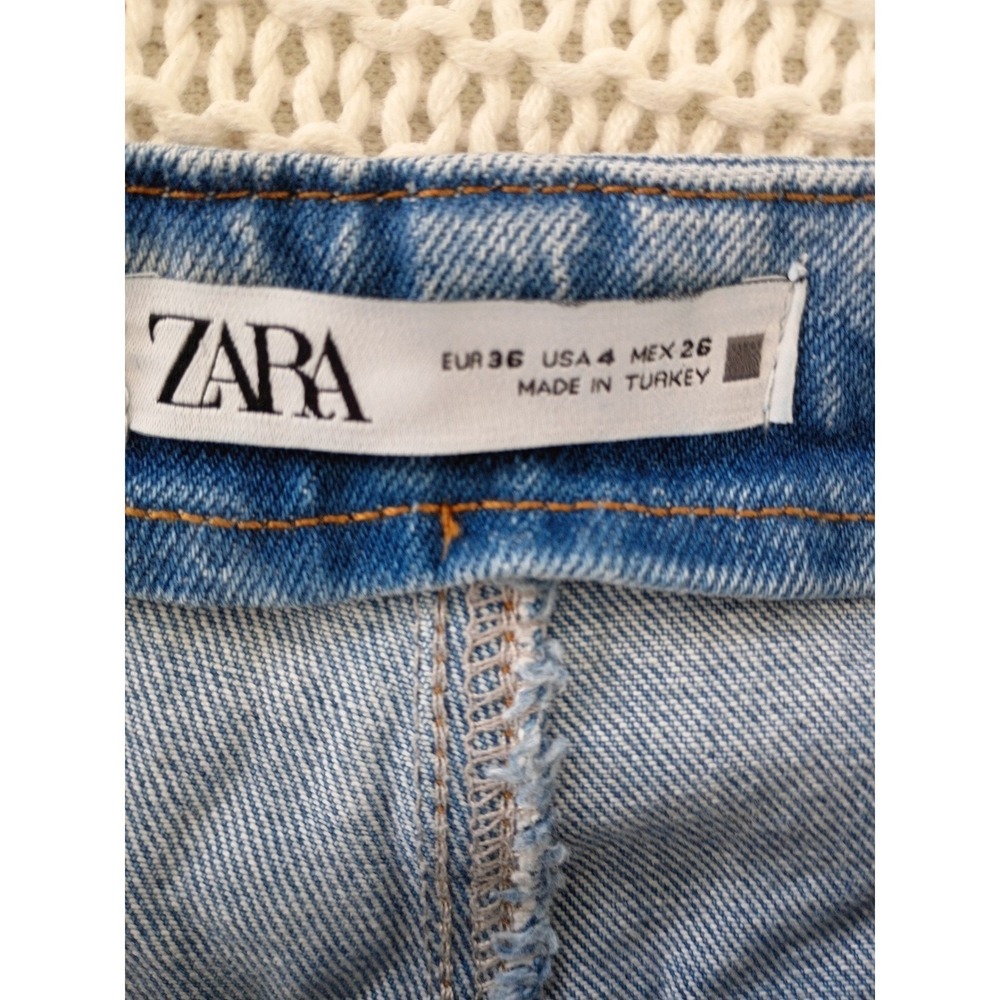 ZARA Super High Rise 13" Wide Leg Jeans Blue Patch Pocket Button Fly 4 W26x25 - Picture 5 of 12
